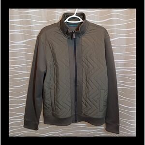 Perry Ellis Quilted Lightweight Jacket Olive Mens L Quiet Luxury Refine Utility